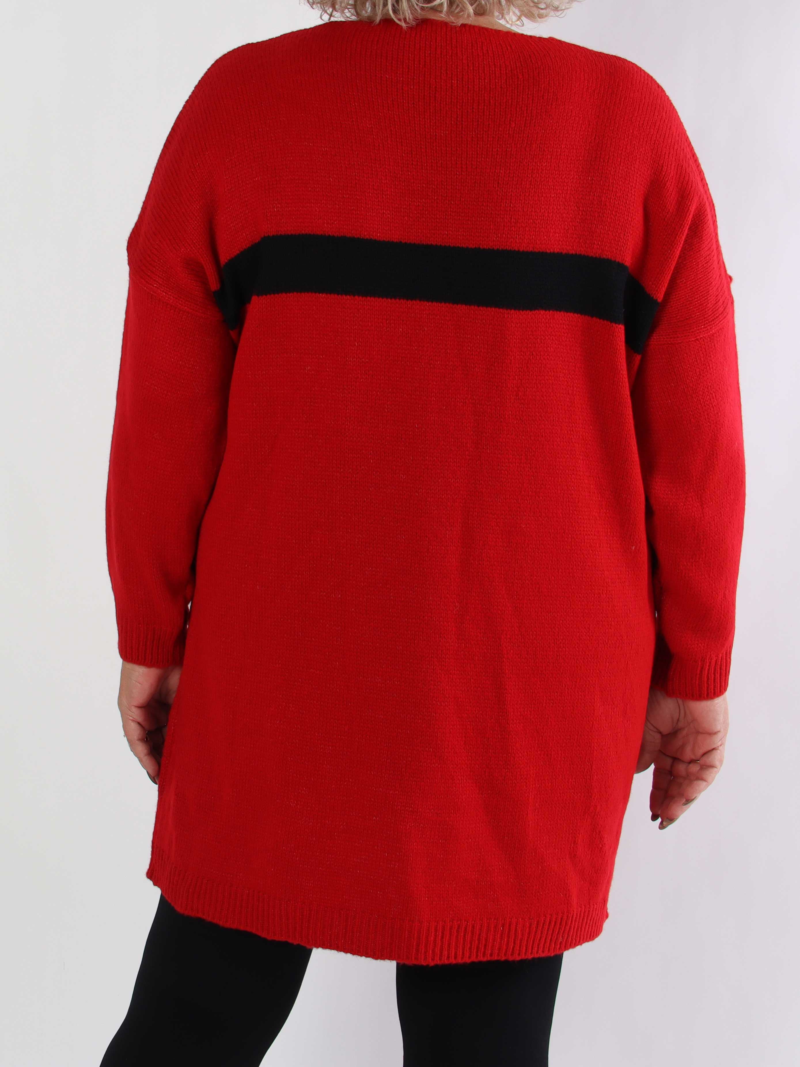 Berra - Plus size strikkjole med bånd og sløjfe